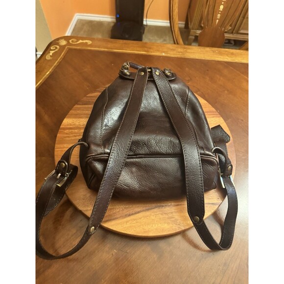 Vera Pelle Large Brown Leather Backpack Drawstring Many Pockets 10” X 5 “ X 13” main image 7